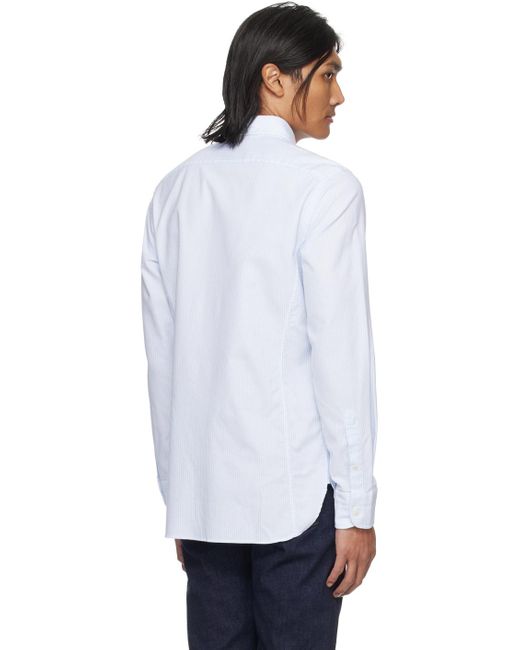 Chemise bleue à rayures Tom Ford pour homme en coloris White