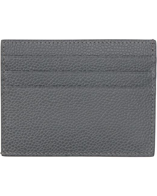 Thom Browne Gray Pebble Grain Note Compartment Card Holder for men