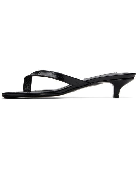 Totême Black Croco-Embossed Heeled Flip-Flops