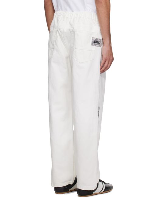 Aape By A Bathing Ape White 'Aape Now' Moonface Logo Jeans for men