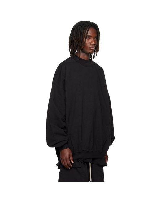 Rick Owens Black Tower Hun Crewneck Sweatshirt for men