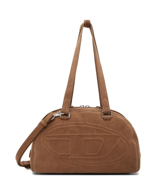 DIESEL Brown 1Dr Dome Oval D Logo Suede Shoulder Bag