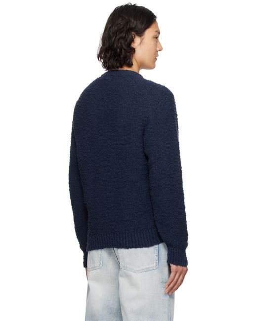 Noah NYC Blue Popcorn Yarn Sweater for men