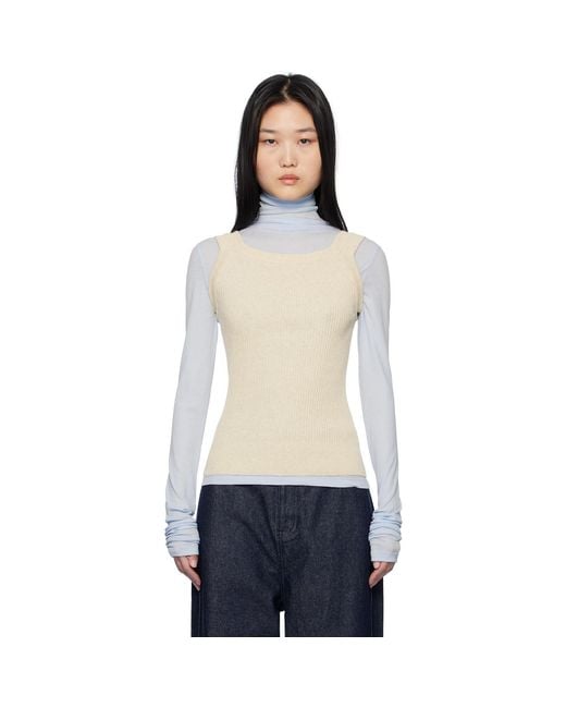 LE17SEPTEMBRE Blue Ribbed Scoop Neck Tank Top