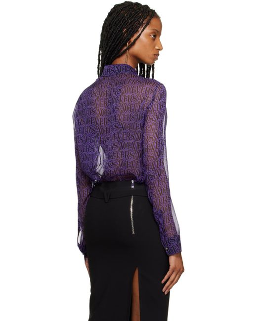 Versace Purple Black Sheer Shirt