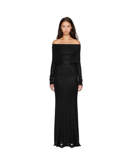 Balenciaga Black Off-Shoulder Maxi Dress