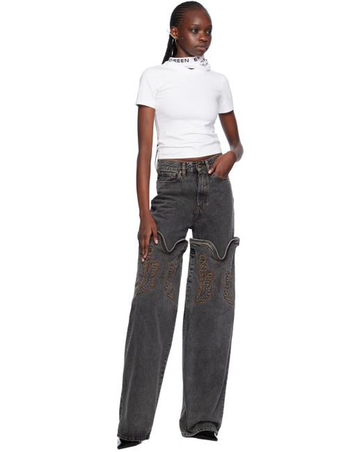 Y. Project Maxi Cowboy Cuff Jeans in Black | Lyst