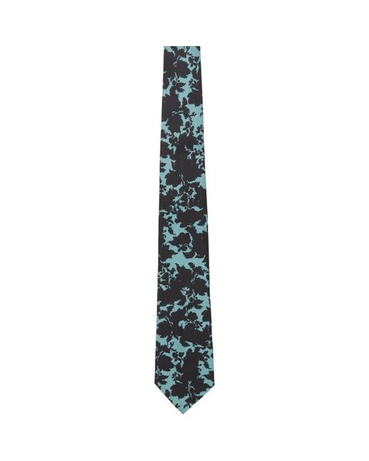 Dries Van Noten Black Printed Silk Tie for men