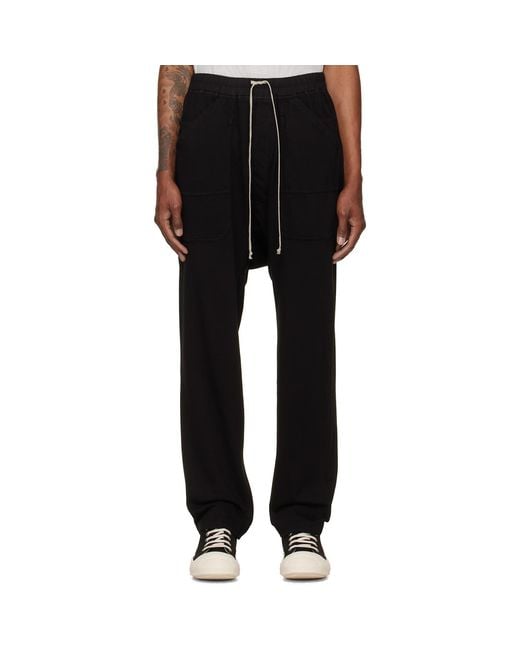 Rick Owens Black Tower Classic Drawstring Cargo Pants for men