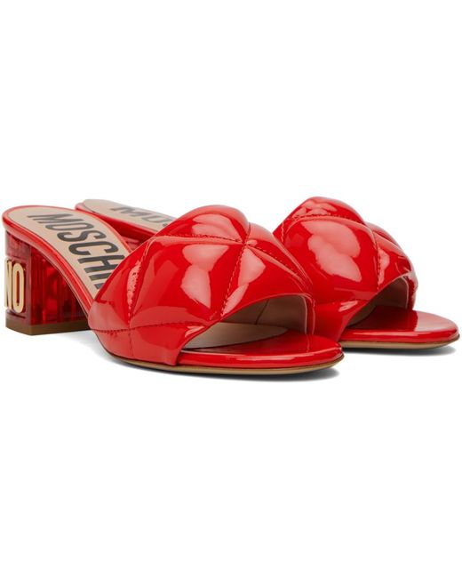 Moschino Red Quilted Mules