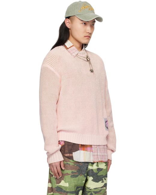 Acne Multicolor Pink Patch Sweater for men