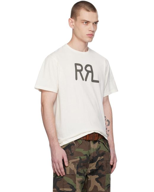 T-shirt blanc cassé à logo modifié imprimé RRL pour homme en coloris Multicolor