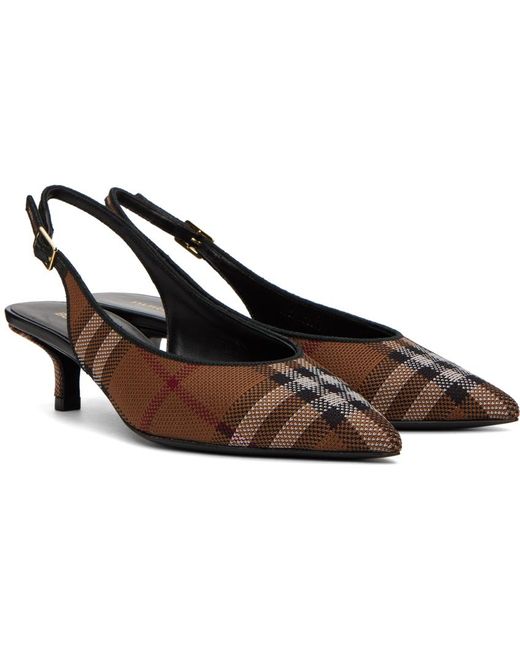 Burberry Black Tan Check Heels