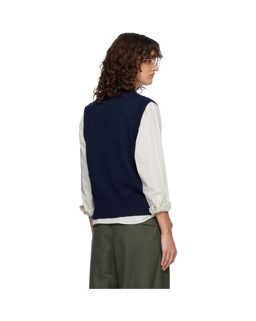 AMI Blue Wool & Cotton Sleeveless Ami De Coeur Vest