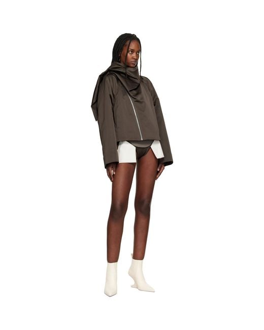 Rick Owens Black Temple Cropped Scarf Flight Jacket