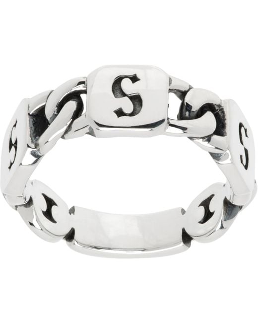 メンズ Stolen Girlfriends Club シルバー Multi S-Logo Tag リング Black