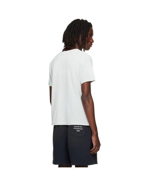 Acne White Distressed Logo T-Shirt for men