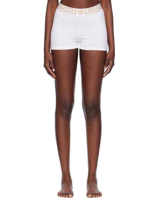 Versace Black White Greca Border Boy Shorts