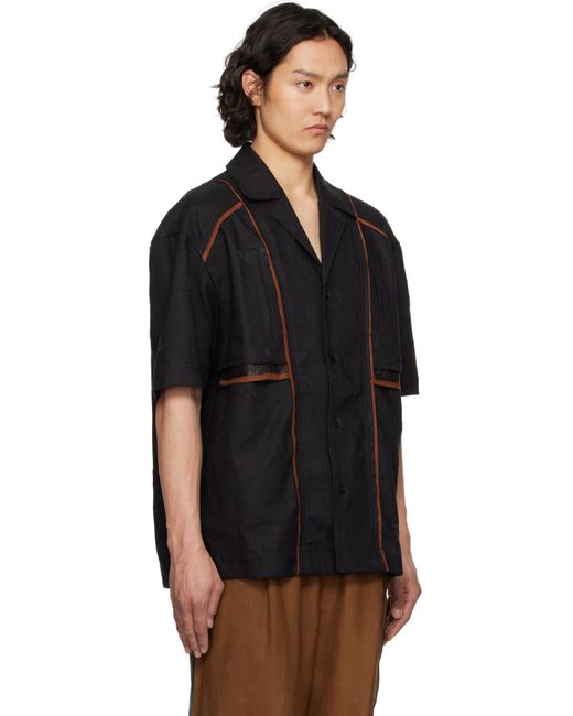 メンズ Feng Chen Wang ブラック パッチワーク シャツ Black