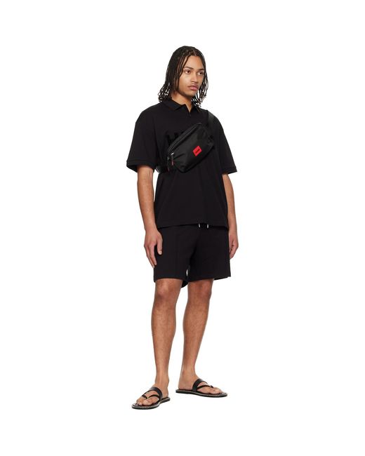 HUGO Black Canvas Belt Bag for men