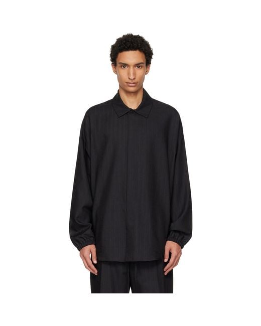 Fear Of God Black Striped Wool Elastic Cuff Shirt for men