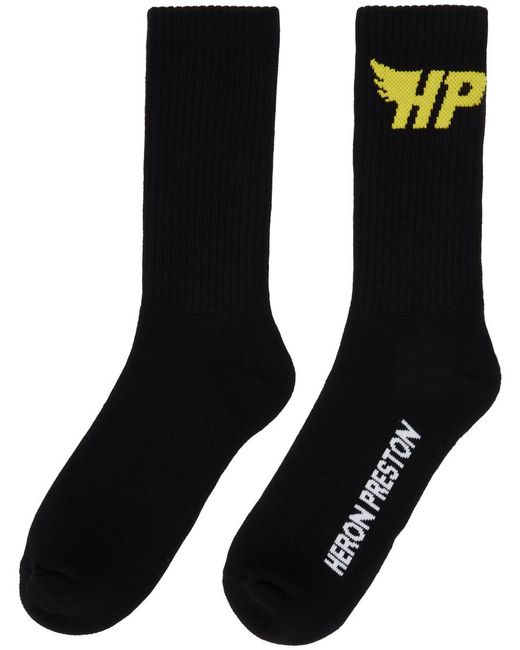 Heron Preston Black & Yellow Hp Fly Socks for men