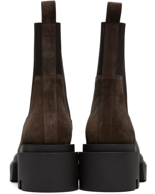 Rick Owens Brown Concordians Beatle Bogun Chelsea Boots for men