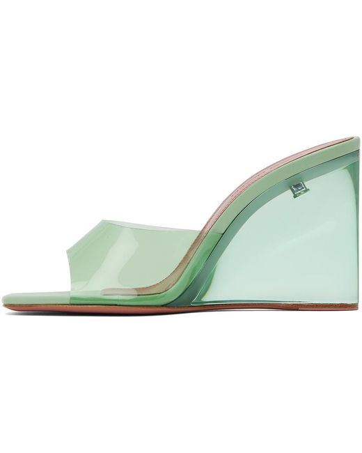 AMINA MUADDI Green Lupita Glass Wedge Heeled Sandals