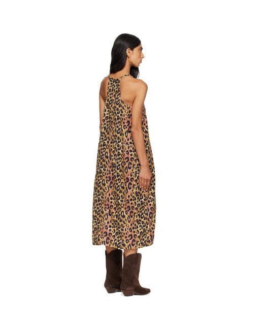 R13 Brown Relaxed Strappy Midi Dress