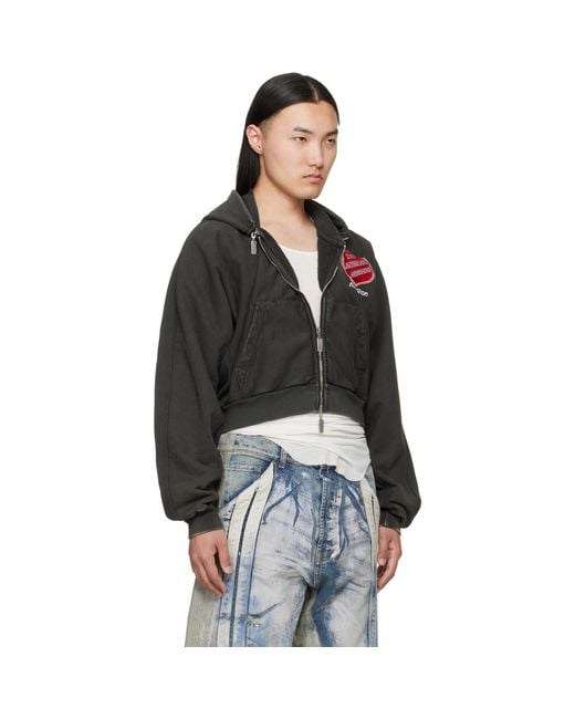 RIVINGTON roi Rebis Black Anti Death Rose Zip Hoodie for men