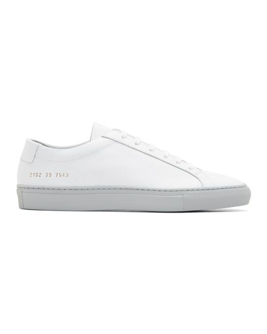 Common Projects White & Grey Achilles Low Colored Sole Sneakers for men