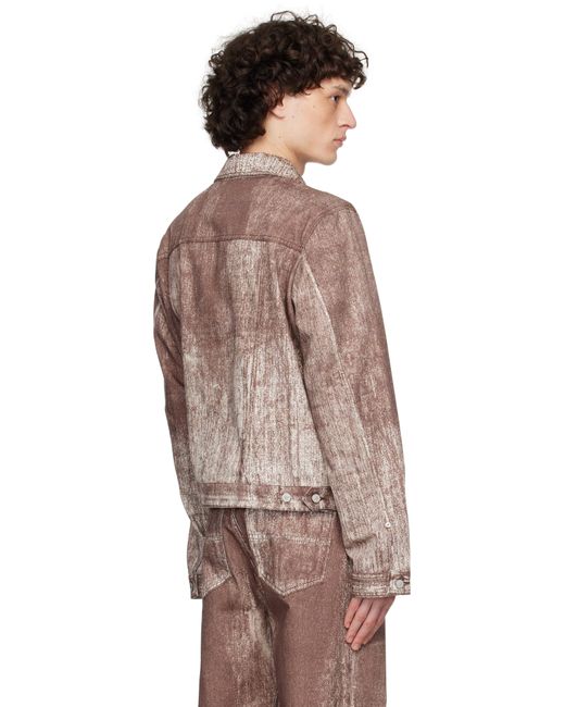 CAMPERLAB Brown Burgundy Paint Print Denim Jacket for men