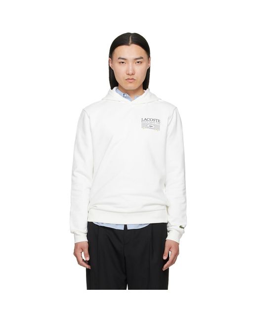 Lacoste White Off- Roland-Garros Edition Graphic Hoodie for men