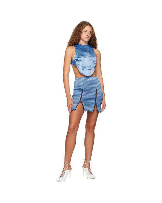 Sinéad O'Dwyer Blue Shirred Miniskirt