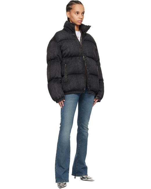 DIESEL Black W-mons-a Denim Puffer Jacket