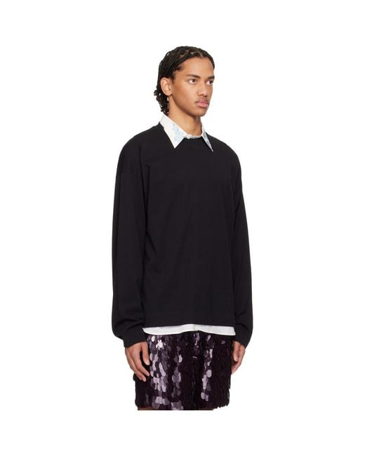 Dries Van Noten Black Dropped Shoulder T-Shirt for men