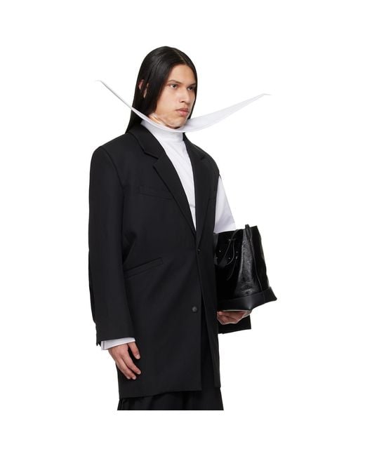 Egonlab Black Curved Vent Blazer for men