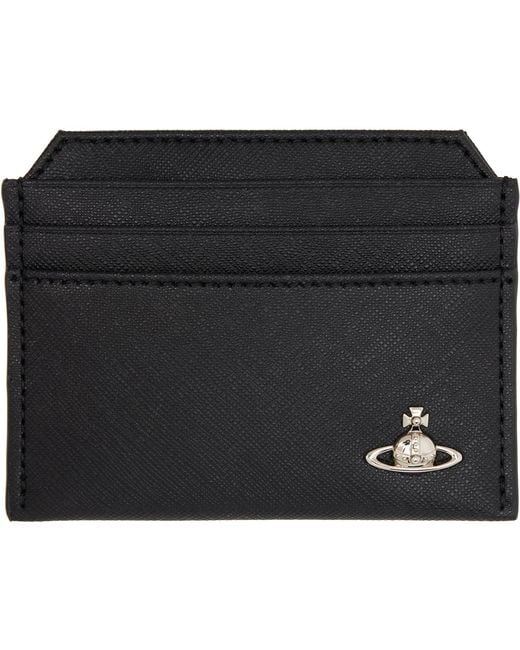 Vivienne Westwood Black Slim Orb Card Holder for men