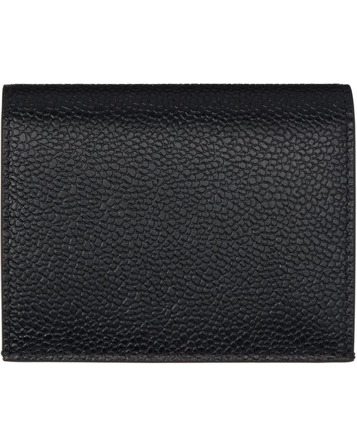 Thom Browne Black Pebble Grain Hector Double Card Holder for men
