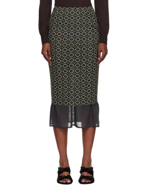 Dries Van Noten Black Transparent Mesh Midi Skirt