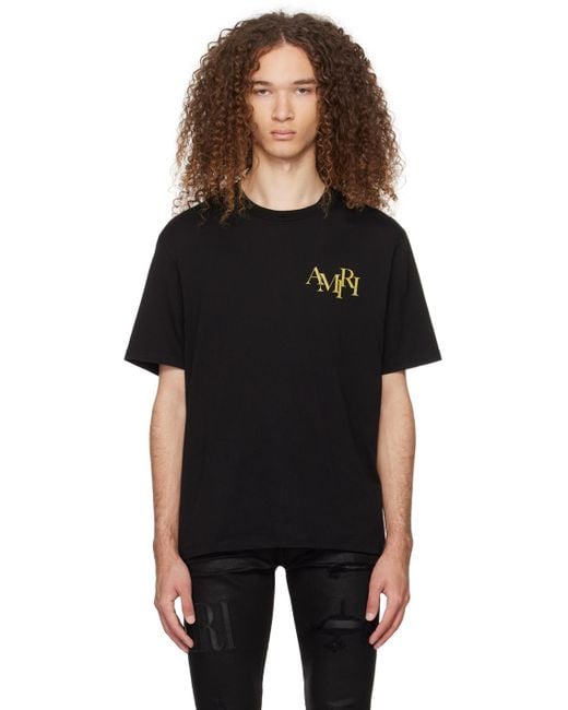 T-shirt champagne noir à image à logo en verre taillé Amiri pour homme en coloris Black