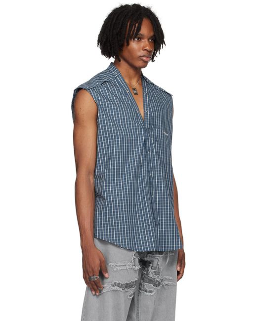 Y. Project Blue Snap Off Shirt for men