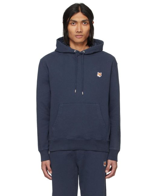 Maison Kitsuné Blue Navy Fox Head Hoodie for men