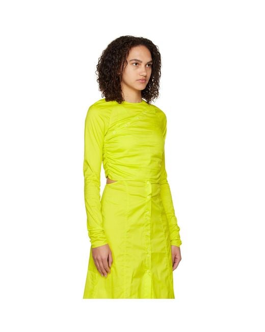 Ganni Yellow Press-stud Blouse