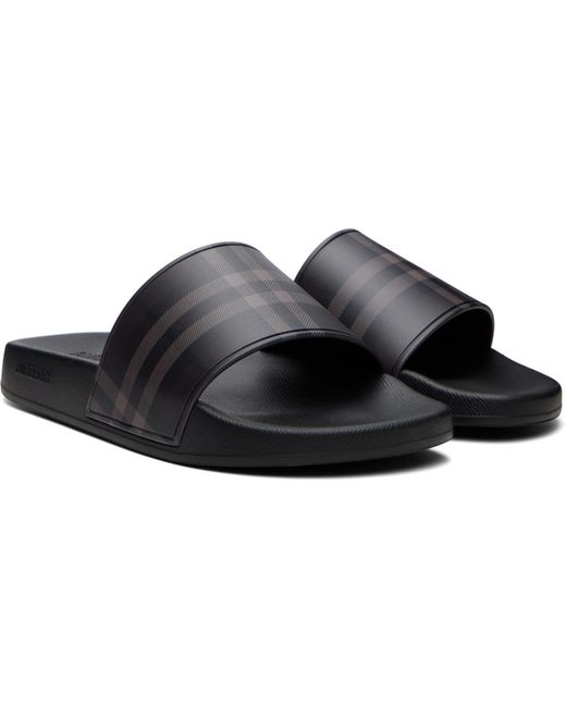 Burberry Black Check Slides for men