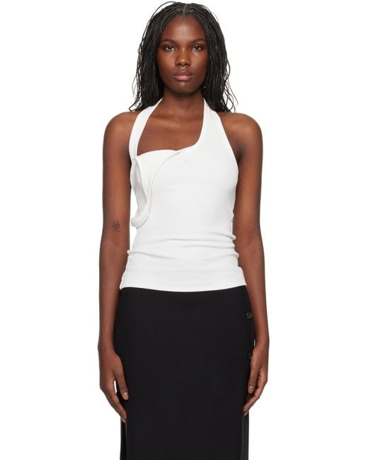 Courreges White Asymmetric Rib 90's Tank Top