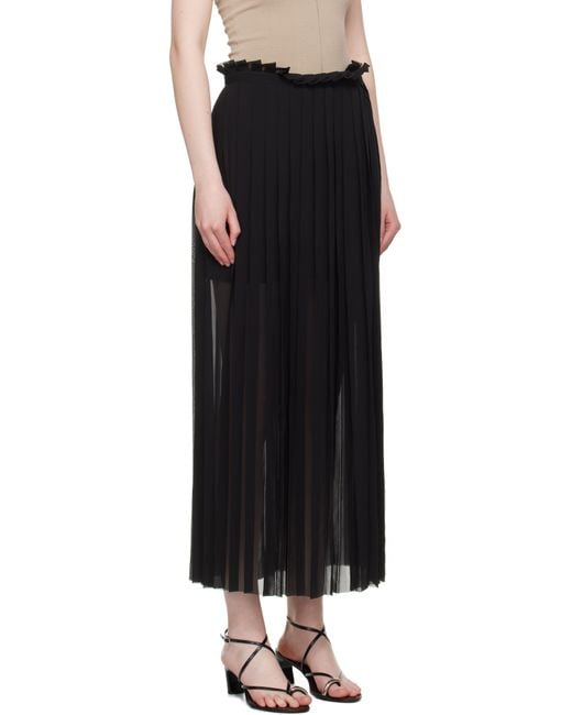 AMI Black Pleated Midi Skirt