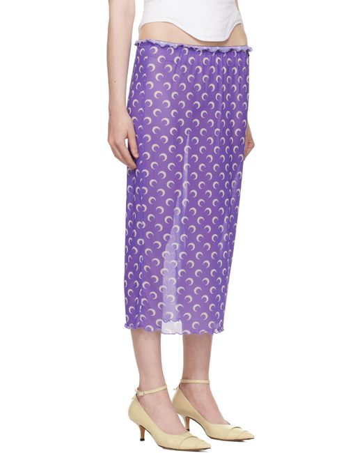 Jupe Midi Mauve En Filet Recyclé À Motif À Logos MARINE SERRE en coloris Purple