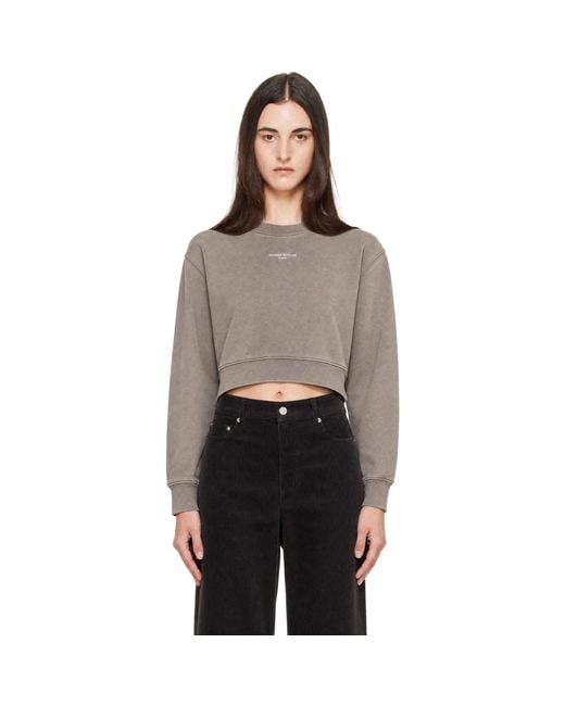 Maison Kitsuné Gray 'Maison Kitsune Paris' Faded Cropped Sweatshirt