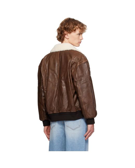 DUNST Brown Detachable A-2 Leather Jacket for men